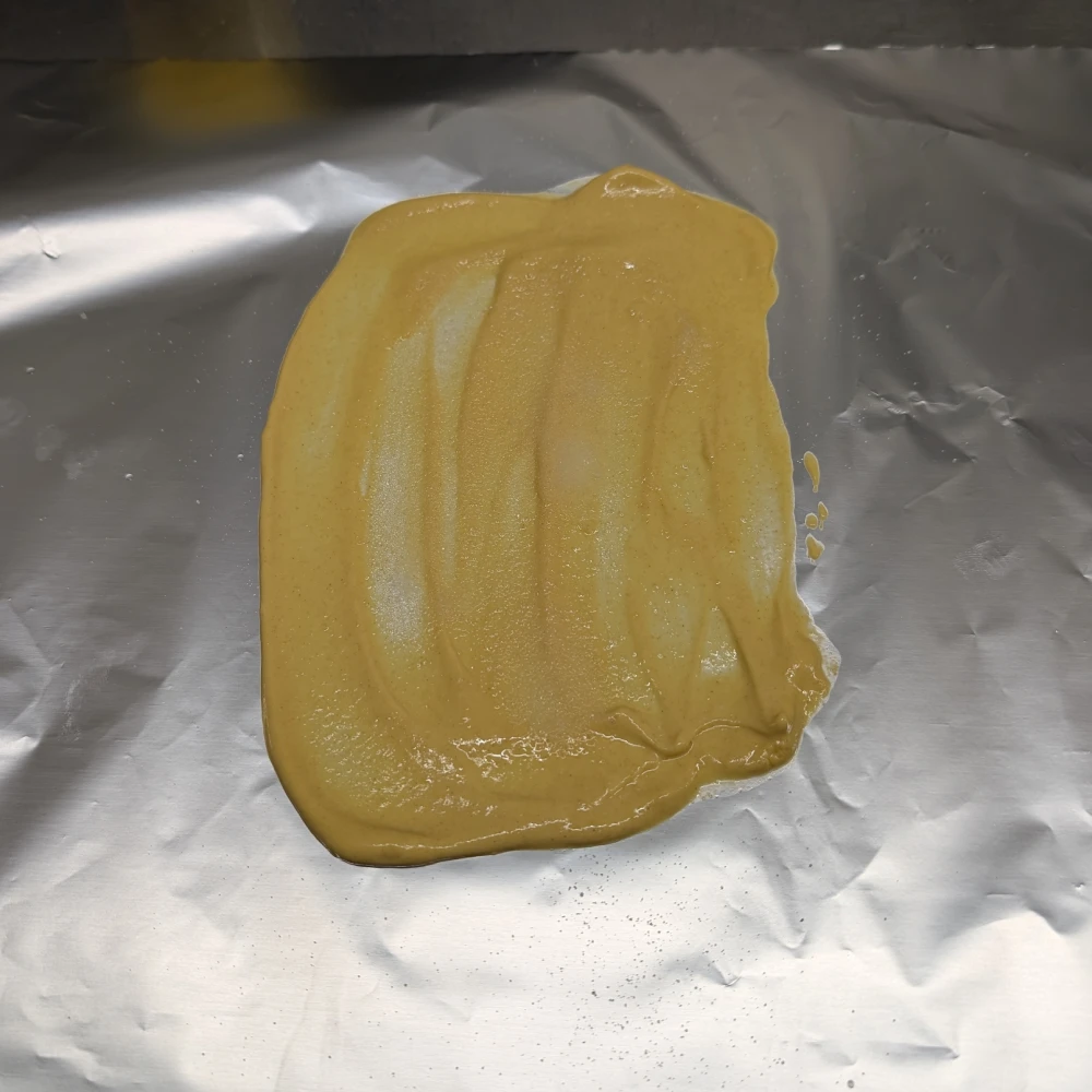 Roastbeef 4 Folie mit Dijon-Senf bestrichen