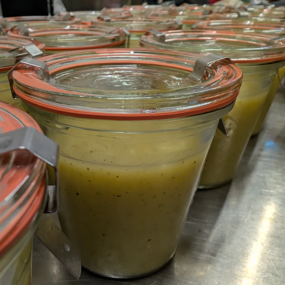 Zucchinicremesuppe einkochen 7 Weckgläser verschließen